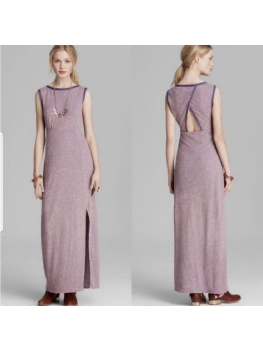Free People Sz XS Wham Bam Sabrina Maxi Dress in Lavender Heather 100% Cotton
